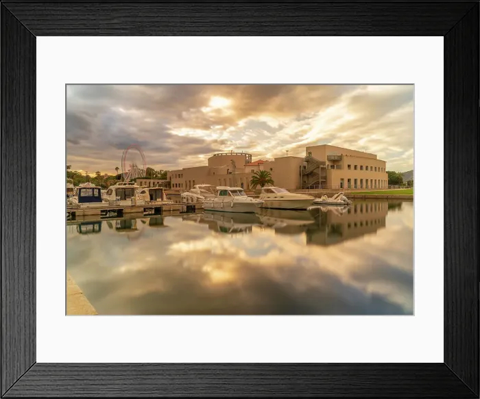 Framed Print : View of Archaeological Museum of Olbia and harbour boats on sunny day in Olbia, Olbia, Sardinia, Italy, Mediterranean, Europe Framed Print : View of Archaeological Museum of Olbia and harbour boats on sunny day in Olbia, Olbia, Sardinia, Italy, Mediterranean, Europe
