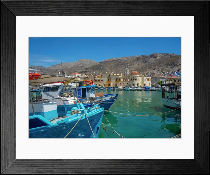 Framed Print : View of harbour boats in Kalimnos with hills in the background, Kalimnos, Dodecanese Islands, Greek Islands, Greece, Europe Framed Print : View of harbour boats in Kalimnos with hills in the background, Kalimnos, Dodecanese Islands, Greek Islands, Greece, Europe