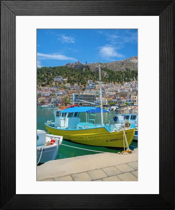 Framed Print : View of harbour boats in Kalimnos with hills in the background, Kalimnos, Dodecanese Islands, Greek Islands, Greece, Europe Framed Print : View of harbour boats in Kalimnos with hills in the background, Kalimnos, Dodecanese Islands, Greek Islands, Greece, Europe