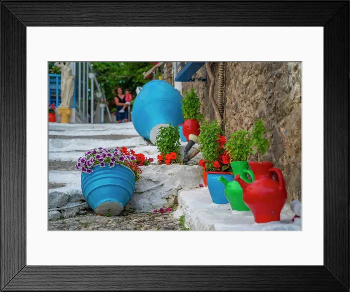Framed Print : View of traditional colourful plant pots in Kos Town, Kos, Dodecanese, Greek Islands, Greece, Europe Framed Print : View of traditional colourful plant pots in Kos Town, Kos, Dodecanese, Greek Islands, Greece, Europe