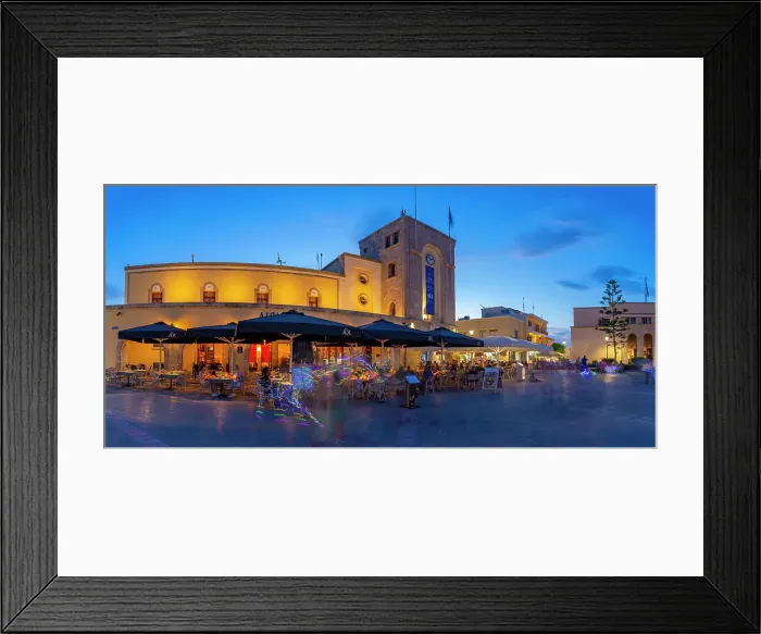 Framed Print : View of cafe and restaurant in Eleftherias Central Square in Kos Town at dusk, Kos, Dodecanese, Greek Islands, Greece, Europe Framed Print : View of cafe and restaurant in Eleftherias Central Square in Kos Town at dusk, Kos, Dodecanese, Greek Islands, Greece, Europe