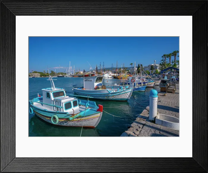 Framed Print : View of boats and ships in Kos Harbour, Kos Town, Kos, Dodecanese, Greek Islands, Greece, Europe Framed Print : View of boats and ships in Kos Harbour, Kos Town, Kos, Dodecanese, Greek Islands, Greece, Europe