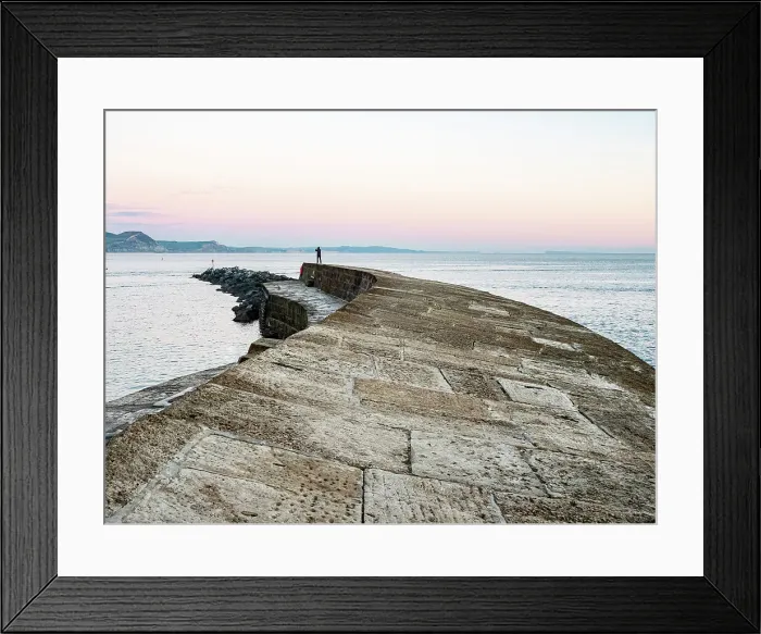 Framed Print : Taking a photograph at the end of The Cobb at sunset, Lyme Regis, Dorset, England, United Kingdom, Europe Framed Print : Taking a photograph at the end of The Cobb at sunset, Lyme Regis, Dorset, England, United Kingdom, Europe