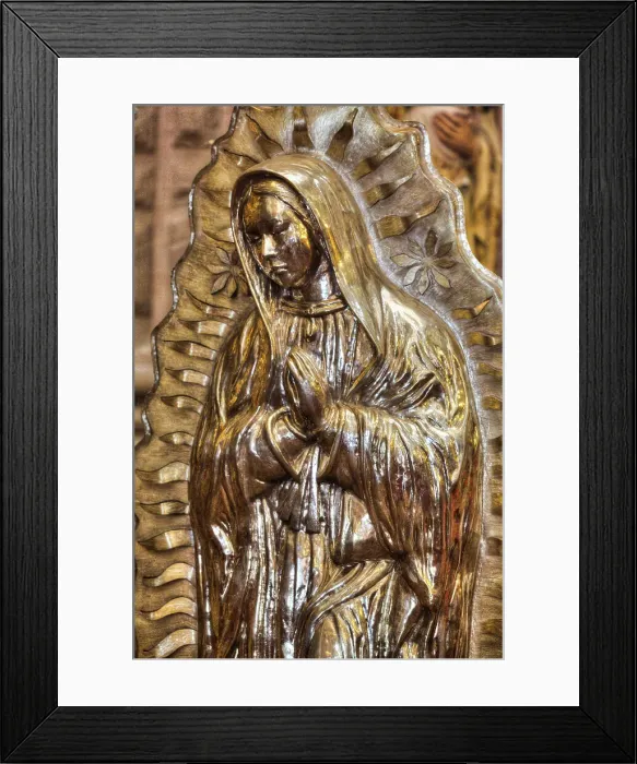 Framed Print : Virgin of Guadalupe Statue, largest in the World, six feet tall, solid silver, 380 lbs, Church of Santa Prisca de Taxco, founded 1751, UNESCO World Heritage Site, Taxco, Guerrero, Mexico, North America Framed Print : Virgin of Guadalupe Statue, largest in the World, six feet tall, solid silver, 380 lbs, Church of Santa Prisca de Taxco, founded 1751, UNESCO World Heritage Site, Taxco, Guerrero, Mexico, North America