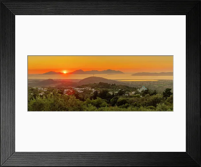 Framed Print : View of Kos Island and Greek Orthodox church from Zia Sunset View at sunset, Zia Village, Kos Town, Kos, Dodecanese, Greek Islands, Greece, Europe Framed Print : View of Kos Island and Greek Orthodox church from Zia Sunset View at sunset, Zia Village, Kos Town, Kos, Dodecanese, Greek Islands, Greece, Europe