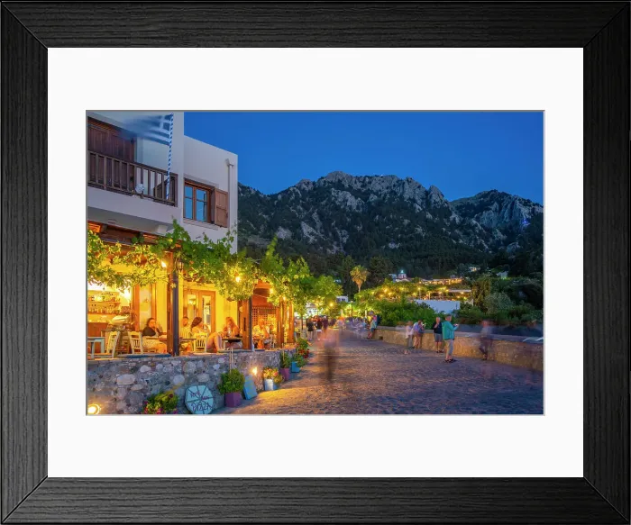 Framed Print : View of restaurant in Zia Sunset View at dusk, Zia Village, Kos Town, Kos, Dodecanese, Greek Islands, Greece, Europe Framed Print : View of restaurant in Zia Sunset View at dusk, Zia Village, Kos Town, Kos, Dodecanese, Greek Islands, Greece, Europe