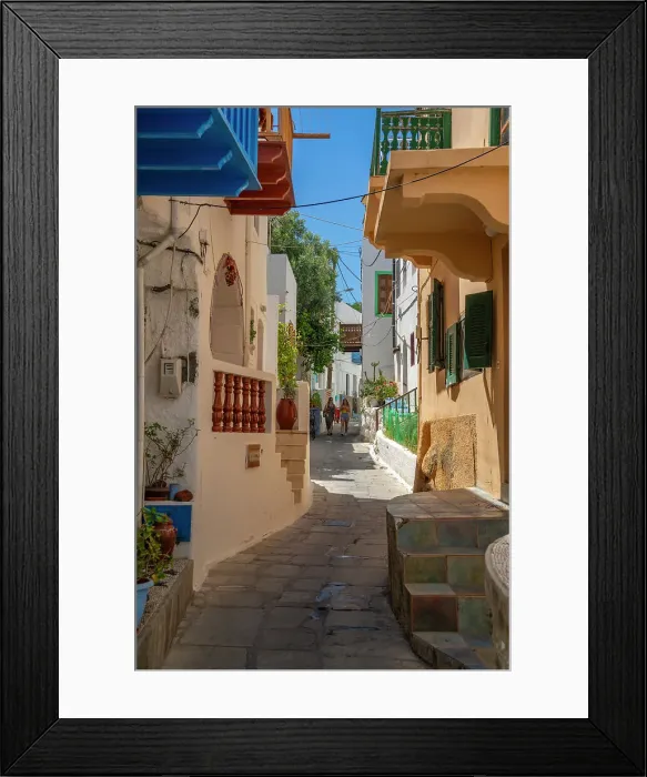 Framed Print : View of whitewashed houses in narrow street in Mandraki, Mandraki, Nisyros, Dodecanese, Greek Islands, Greece, Europe Framed Print : View of whitewashed houses in narrow street in Mandraki, Mandraki, Nisyros, Dodecanese, Greek Islands, Greece, Europe