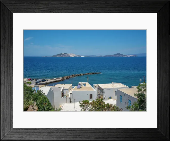 Framed Print : View of rooftops and the sea in the town of Mandraki, Mandraki, Nisyros, Dodecanese, Greek Islands, Greece, Europe Framed Print : View of rooftops and the sea in the town of Mandraki, Mandraki, Nisyros, Dodecanese, Greek Islands, Greece, Europe