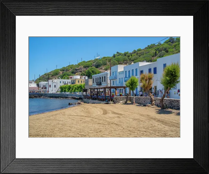 Framed Print : View of small beach and shops in the town of Mandraki, Mandraki, Nisyros, Dodecanese, Greek Islands, Greece, Europe Framed Print : View of small beach and shops in the town of Mandraki, Mandraki, Nisyros, Dodecanese, Greek Islands, Greece, Europe