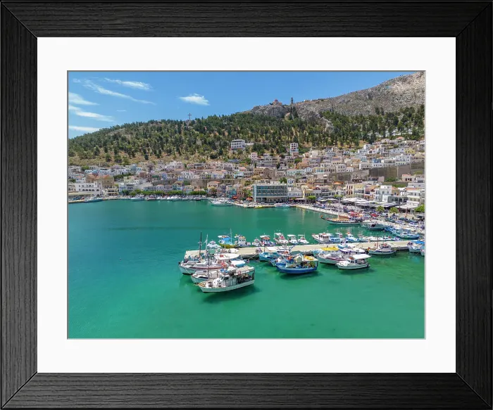 Framed Print : Aerial view of Kalimnos town, Kalimnos, Dodecanese Islands, Greek Islands, Greece, Europe Framed Print : Aerial view of Kalimnos town, Kalimnos, Dodecanese Islands, Greek Islands, Greece, Europe