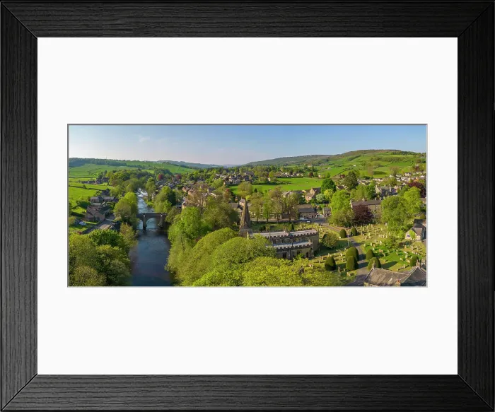 Framed Print : Aerial view of river Derwent and Baslow village, Peak District National Park, Derbyshire, England, United Kingdom, Europe Framed Print : Aerial view of river Derwent and Baslow village, Peak District National Park, Derbyshire, England, United Kingdom, Europe
