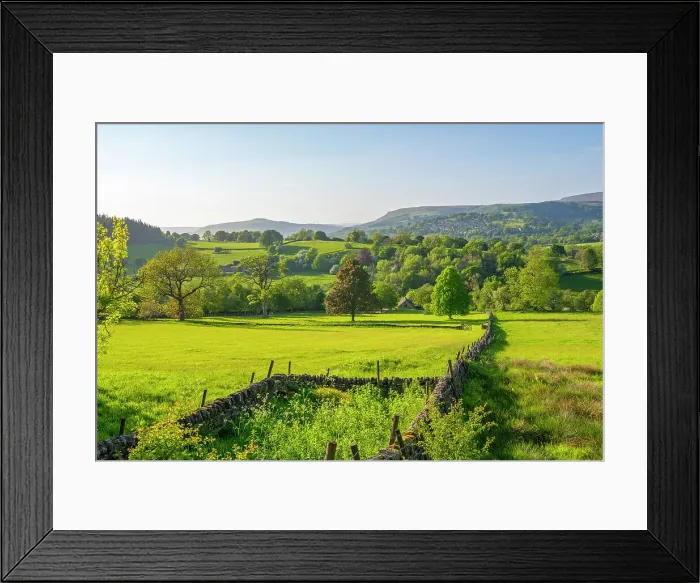 Framed Print : View of landscape toward Hathersage village during spring, Peak District National Park, Derbyshire, England, United Kingdom, Europe Framed Print : View of landscape toward Hathersage village during spring, Peak District National Park, Derbyshire, England, United Kingdom, Europe
