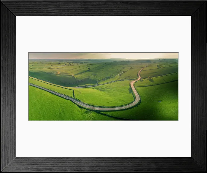 Framed Print : Aerial view of A623 near Tideswell, Peak District National Park, Derbyshire, England, United Kingdom, Europe Framed Print : Aerial view of A623 near Tideswell, Peak District National Park, Derbyshire, England, United Kingdom, Europe