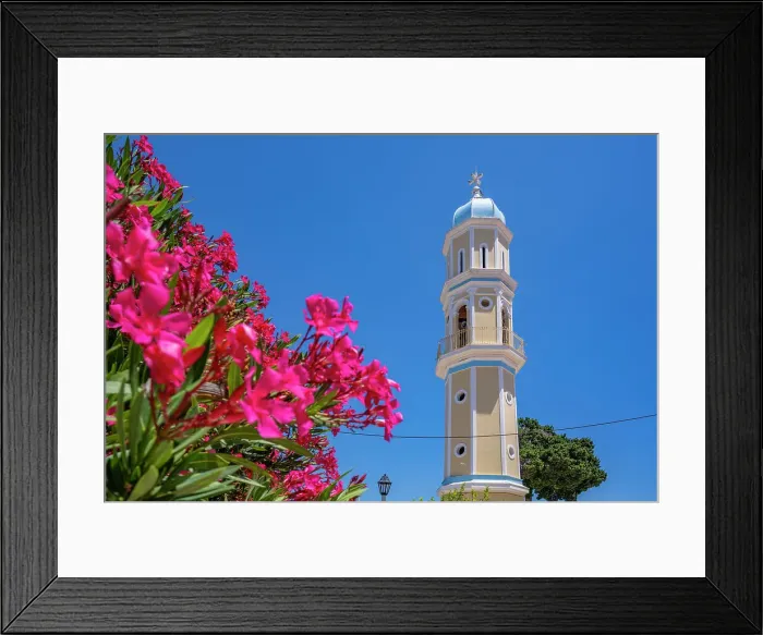 Framed Print : View of typical Greek Orthodox Church near Lakithra, Kefalonia, Ionian Islands, Greek Islands, Greece, Europe