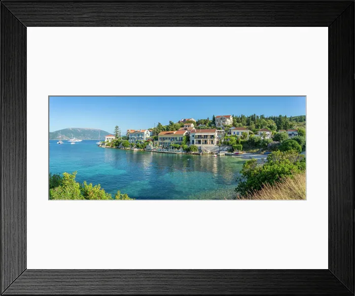 Framed Print : View of hotels overlooking Fiscardo harbour, Fiscardo, Kefalonia, Ionian Islands, Greek Islands, Greece, Europe Framed Print : View of hotels overlooking Fiscardo harbour, Fiscardo, Kefalonia, Ionian Islands, Greek Islands, Greece, Europe