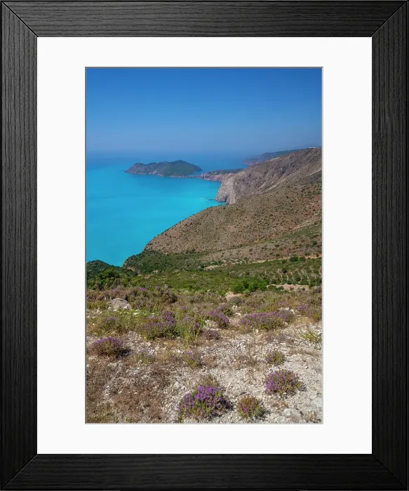 Framed Print : View of Assos, coastline, sea and hills near Agkonas, Kefalonia, Ionian Islands, Greek Islands, Greece, Europe Framed Print : View of Assos, coastline, sea and hills near Agkonas, Kefalonia, Ionian Islands, Greek Islands, Greece, Europe