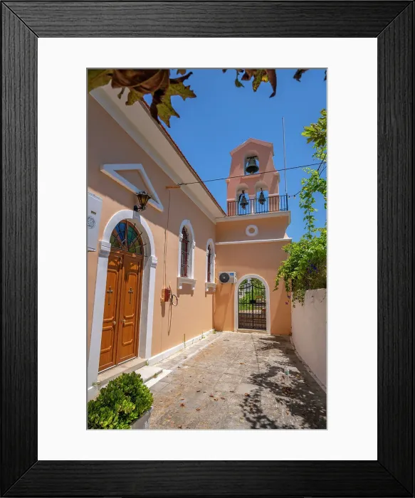 Framed Print : View of traditional Greek Orthodox Church in Assos, Assos, Kefalonia, Ionian Islands, Greek Islands, Greece, Europe Framed Print : View of traditional Greek Orthodox Church in Assos, Assos, Kefalonia, Ionian Islands, Greek Islands, Greece, Europe