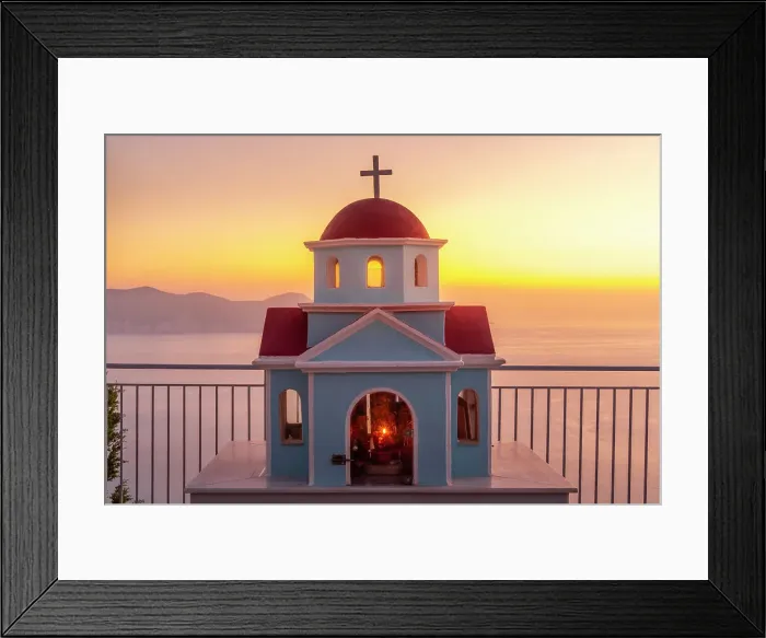 Framed Print : View of miniature Greek Orthodox church on coastal road near Assos, Kefalonia, Ionian Islands, Greek Islands, Greece, Europe Framed Print : View of miniature Greek Orthodox church on coastal road near Assos, Kefalonia, Ionian Islands, Greek Islands, Greece, Europe