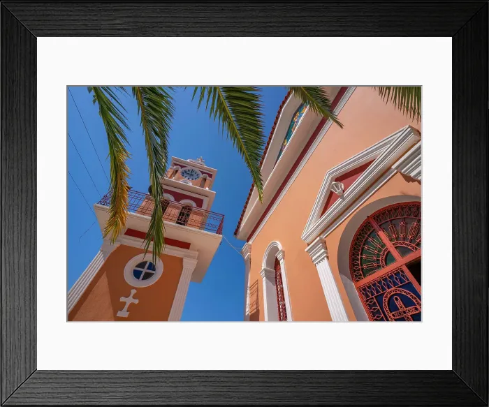 Framed Print : View of church of Agios Gerasimos in Skala, Skala, Kefalonia, Ionian Islands, Greek Islands, Greece, Europe Framed Print : View of church of Agios Gerasimos in Skala, Skala, Kefalonia, Ionian Islands, Greek Islands, Greece, Europe