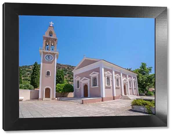 View of Ieros Naos Metamorfosis tou Sotiros church, Peratata, Kefalonia, Ionian Islands, Greek Islands, Greece, Europe