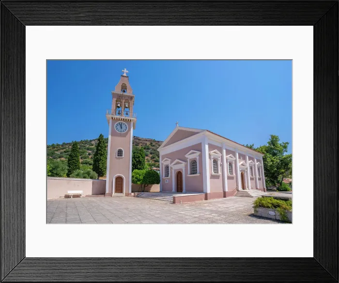 Framed Print : View of Ieros Naos Metamorfosis tou Sotiros church, Peratata, Kefalonia, Ionian Islands, Greek Islands, Greece, Europe Framed Print : View of Ieros Naos Metamorfosis tou Sotiros church, Peratata, Kefalonia, Ionian Islands, Greek Islands, Greece, Europe