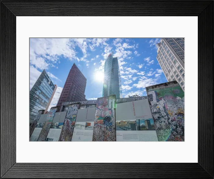 Framed Print : View of Berlin Wall segments and buildings on Potsdamer Platz, Mitte, Berlin, Germany, Europe