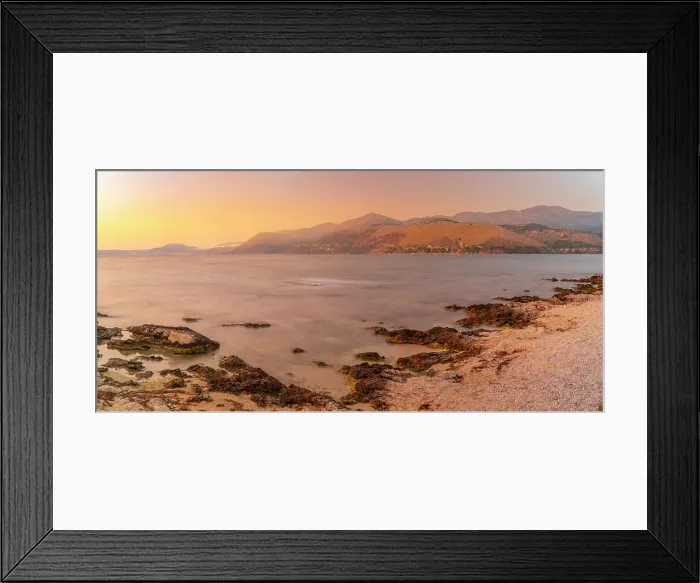 Framed Print : View of coastline near Saint Theodore Lighthouse at sunset, Argostolion, Kefalonia, Ionian Islands, Greek Islands, Greece, Europe Framed Print : View of coastline near Saint Theodore Lighthouse at sunset, Argostolion, Kefalonia, Ionian Islands, Greek Islands, Greece, Europe