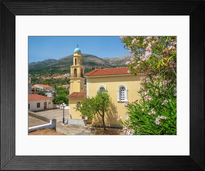 Framed Print : View of Church of Agia Efimia bell tower in Agia Effimia, Kefalonia, Ionian Islands, Greek Islands, Greece, Europe Framed Print : View of Church of Agia Efimia bell tower in Agia Effimia, Kefalonia, Ionian Islands, Greek Islands, Greece, Europe