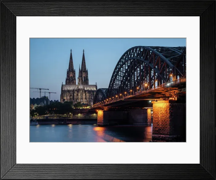 Framed Print : Cologne Cathedral, UNESCO World Heritage Site, and Hohenzollern Bridge at dusk, Cologne, North Rhine-Westphalia, Germany, Europe Framed Print : Cologne Cathedral, UNESCO World Heritage Site, and Hohenzollern Bridge at dusk, Cologne, North Rhine-Westphalia, Germany, Europe
