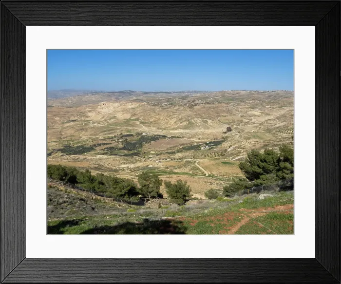 Framed Print : Mount Nebo, mentioned in the Bible as the place where Moses was granted a view of the Promised Land before his death, Jordan, Middle East Framed Print : Mount Nebo, mentioned in the Bible as the place where Moses was granted a view of the Promised Land before his death, Jordan, Middle East