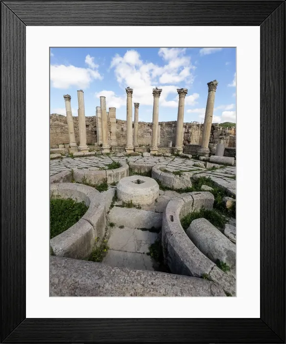 Framed Print : Columns in the ancient city of Jerash, believed to be founded in 331 BC by Alexander the Great, Jerash, Jordan, Middle East Framed Print : Columns in the ancient city of Jerash, believed to be founded in 331 BC by Alexander the Great, Jerash, Jordan, Middle East