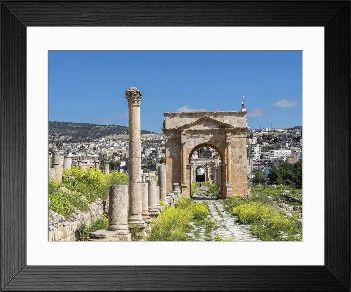 Framed Print : Columned archway in the ancient city of Jerash, believed to be founded in 331 BC by Alexander the Great, Jerash, Jordan, Middle East Framed Print : Columned archway in the ancient city of Jerash, believed to be founded in 331 BC by Alexander the Great, Jerash, Jordan, Middle East