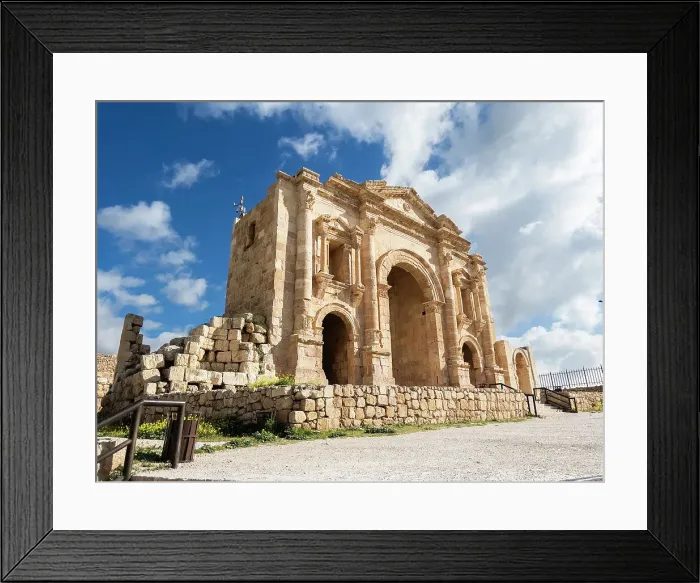Framed Print : The Arch of Hadrian in Jerash, believed to have been founded in 331 BC by Alexander the Great, Jerash, Jordan, Middle East Framed Print : The Arch of Hadrian in Jerash, believed to have been founded in 331 BC by Alexander the Great, Jerash, Jordan, Middle East