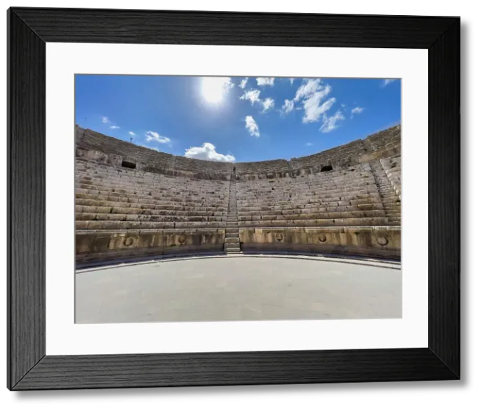 Framed Print : The great North Theater in the ancient city of Jerash, believed to be founded in 331 B. BC by Alexander the Great, Jerash, Jordan, Middle East
