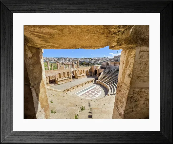 Framed Print : The great North Theater in the ancient city of Jerash, believed to be founded in 331 BC by Alexander the Great, Jerash, Jordan, Middle East Framed Print : The great North Theater in the ancient city of Jerash, believed to be founded in 331 BC by Alexander the Great, Jerash, Jordan, Middle East