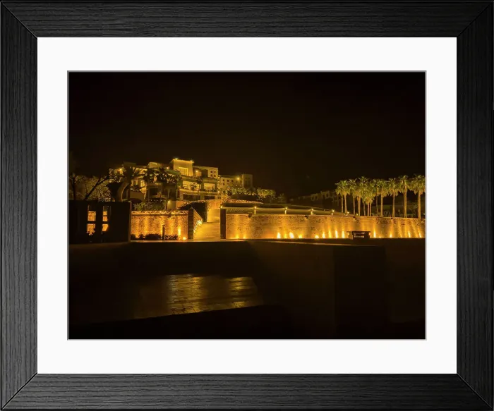 Framed Print : Night at the Kempinski Hotel Ishtar, a five-star luxury resort by the Dead Sea inspired by the Hanging Gardens of Babylon, Jordan, Middle East Framed Print : Night at the Kempinski Hotel Ishtar, a five-star luxury resort by the Dead Sea inspired by the Hanging Gardens of Babylon, Jordan, Middle East