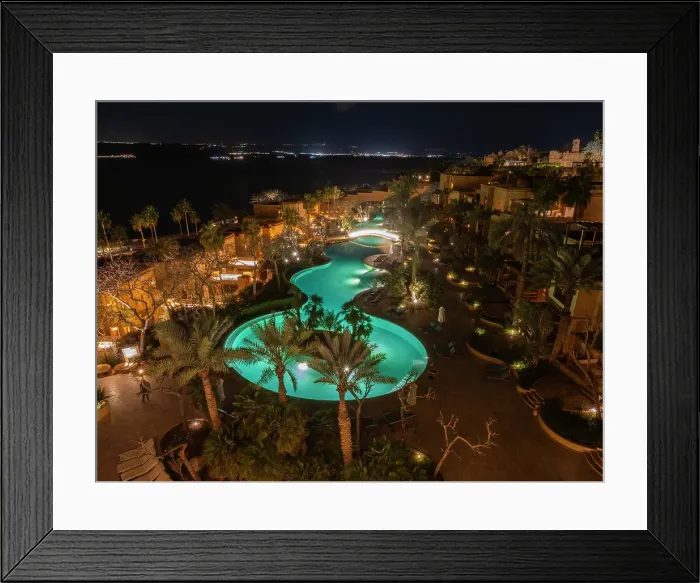 Framed Print : Night at the Kempinski Hotel Ishtar, a five-star luxury resort by the Dead Sea inspired by the Hanging Gardens of Babylon, Jordan, Middle East Framed Print : Night at the Kempinski Hotel Ishtar, a five-star luxury resort by the Dead Sea inspired by the Hanging Gardens of Babylon, Jordan, Middle East