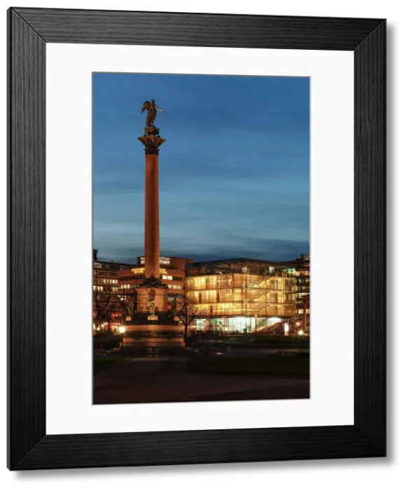Framed Print : View over Schlossplatz Square to the Art Museum, Stuttgart, Baden-Wurttemberg, Germany, Europe