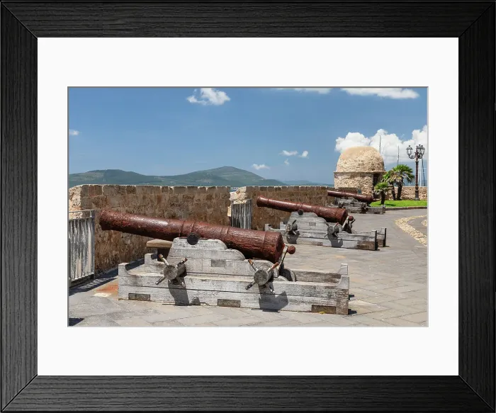 Framed Print : Historic cannons on the town wall of Alghero, Sassari province, Sardinia, Italy, Mediterranean, Europe Framed Print : Historic cannons on the town wall of Alghero, Sassari province, Sardinia, Italy, Mediterranean, Europe
