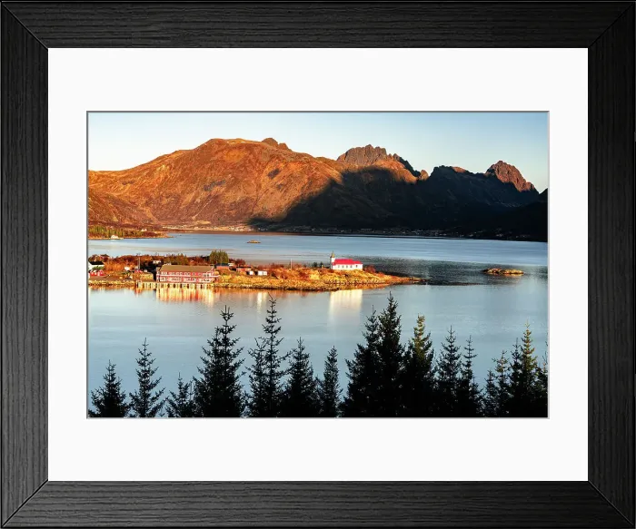 Framed Print : High angle view of Sildpollnes church on islet along Austnesfjorden, Svolvaer, Lofoten Islands, Nordland, Norway, Scandinavia, Europe Framed Print : High angle view of Sildpollnes church on islet along Austnesfjorden, Svolvaer, Lofoten Islands, Nordland, Norway, Scandinavia, Europe