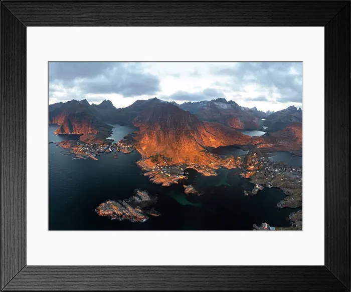 Framed Print : Panoramic aerial view of mountains surrounding the coastal villages of Tind and A i Lofoten, Lofoten Islands, Nordland, Norway, Scandinavia, Europe Framed Print : Panoramic aerial view of mountains surrounding the coastal villages of Tind and A i Lofoten, Lofoten Islands, Nordland, Norway, Scandinavia, Europe