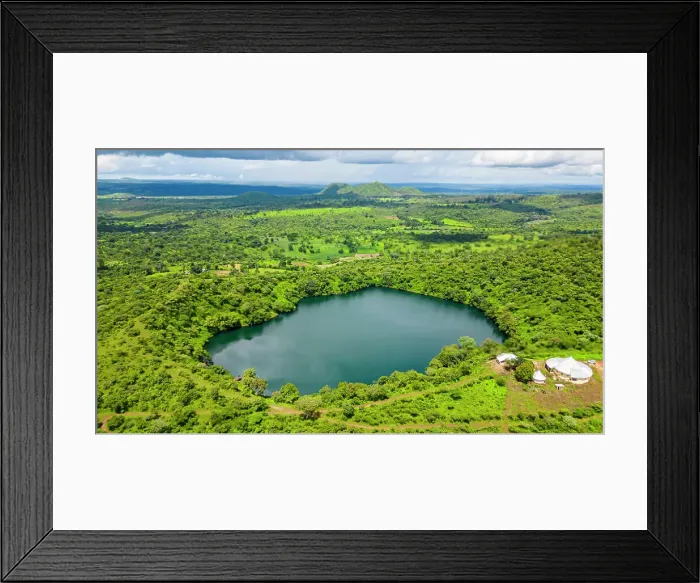 Framed Print : Aerial of Lake Tison, Ngaoundere, Adamawa region, Northern Cameroon, Africa