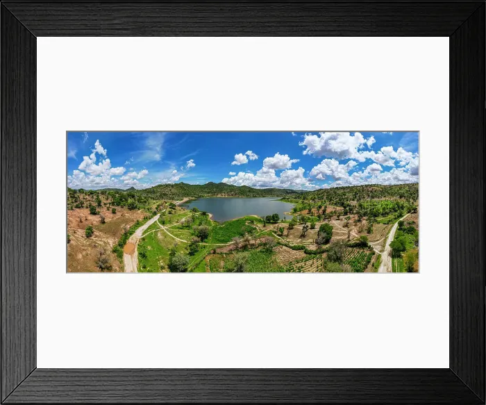 Framed Print : Aerial of the artificial lake near Zahoura, Northern Cameroon, Africa Framed Print : Aerial of the artificial lake near Zahoura, Northern Cameroon, Africa