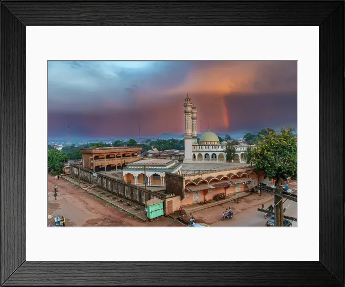 Framed Print : Rainbow over Lamido Grand Mosque, Ngaoundere, Adamawa region, Northern Cameroon, Africa Framed Print : Rainbow over Lamido Grand Mosque, Ngaoundere, Adamawa region, Northern Cameroon, Africa