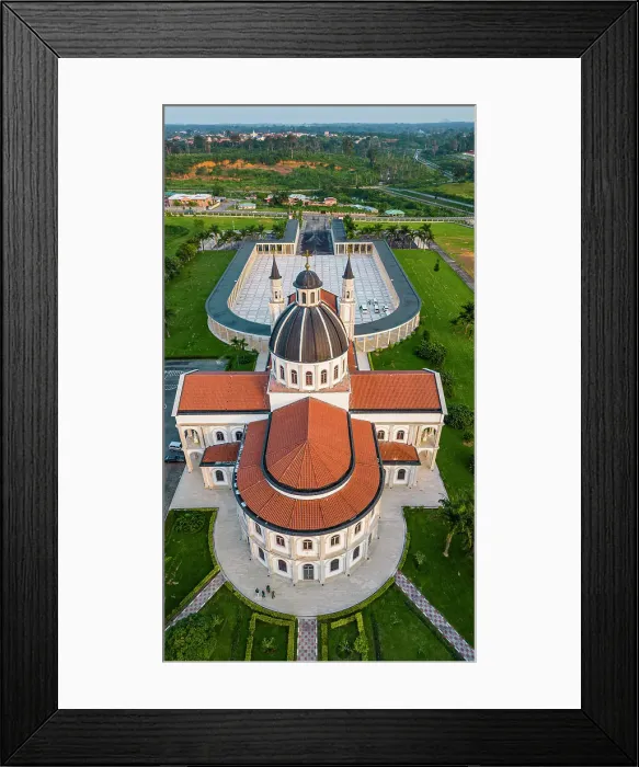 Framed Print : Aerial of the Basilica of the Immaculate Conception, Mongomo, Rio Muni, Equatorial Guinea, Africa Framed Print : Aerial of the Basilica of the Immaculate Conception, Mongomo, Rio Muni, Equatorial Guinea, Africa