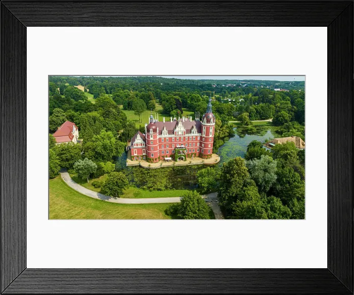Framed Print : Aerial of Muskau Castle, Muskau (Muskauer) Park, UNESCO World Heritage Site, Bad Muskau, Saxony, Germany, Europe Framed Print : Aerial of Muskau Castle, Muskau (Muskauer) Park, UNESCO World Heritage Site, Bad Muskau, Saxony, Germany, Europe