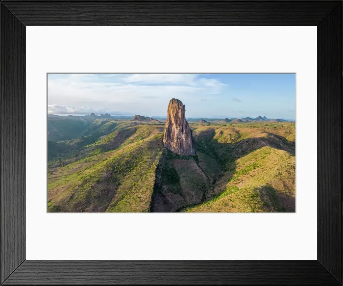 Framed Print : Aerial of Rhumsiki peak in the lunar landscape of Rhumsiki, Mandara mountains, Far North province, Cameroon, Africa Framed Print : Aerial of Rhumsiki peak in the lunar landscape of Rhumsiki, Mandara mountains, Far North province, Cameroon, Africa