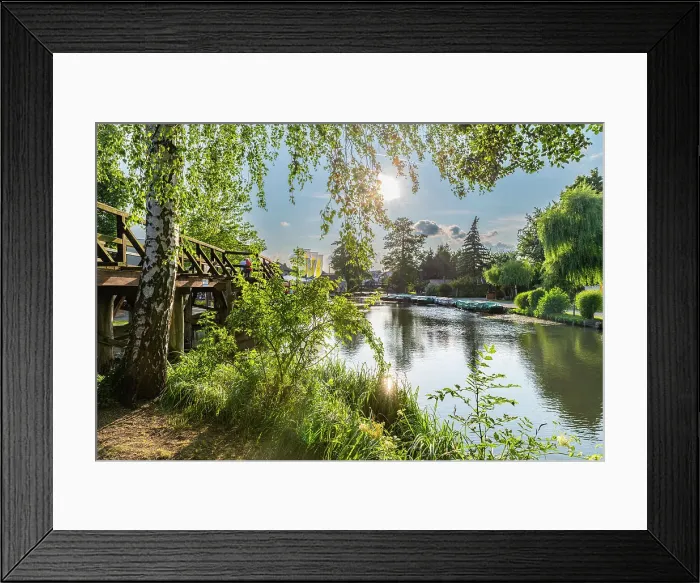 Framed Print : Backlight in the Harbour of Luebbenau, UNESCO Biosphere Reserve, Spree Forest, Brandenburg, Germany, Europe Framed Print : Backlight in the Harbour of Luebbenau, UNESCO Biosphere Reserve, Spree Forest, Brandenburg, Germany, Europe