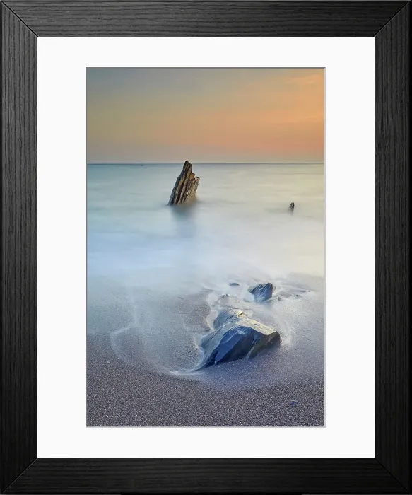 Framed Print : Surf rolls around shoreline rocks at sunset, in Ayrmer Cove, a remote cove near Kingsbridge, south coast of Devon, England, United Kingdom, Europe Framed Print : Surf rolls around shoreline rocks at sunset, in Ayrmer Cove, a remote cove near Kingsbridge, south coast of Devon, England, United Kingdom, Europe