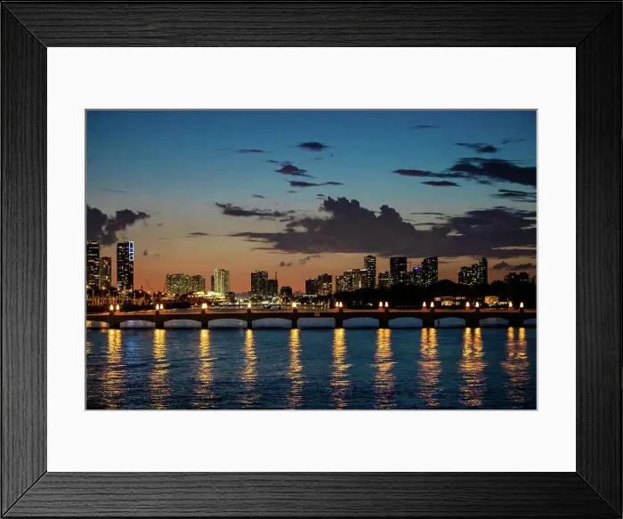 Framed Print : Miami Bridge at night, Miami, Florida, United States of America, North America